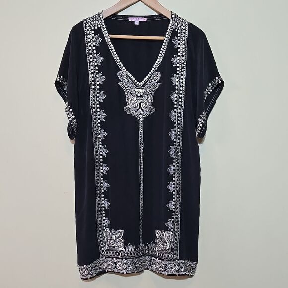 Calypso Silk Dress Coachella Stagecoach Beaded Embroidery Embellished St. Barth - Picture 1 of 15